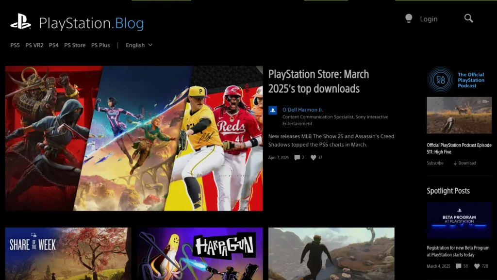 PlayStation Blog ekrānuzņēmums