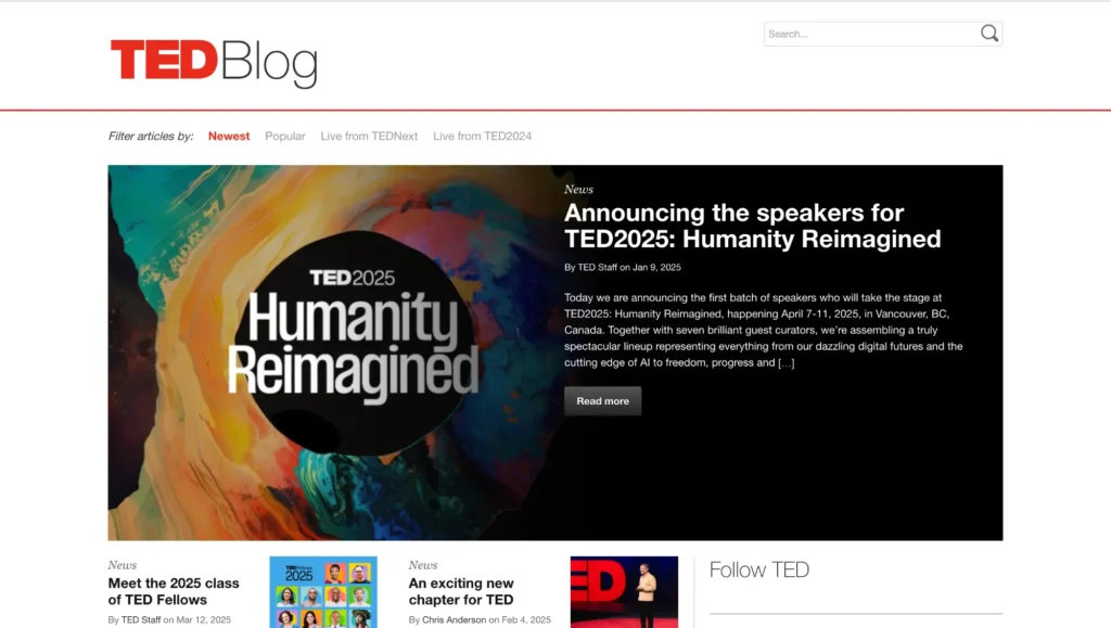 TED Blog ekrānuzņēmums