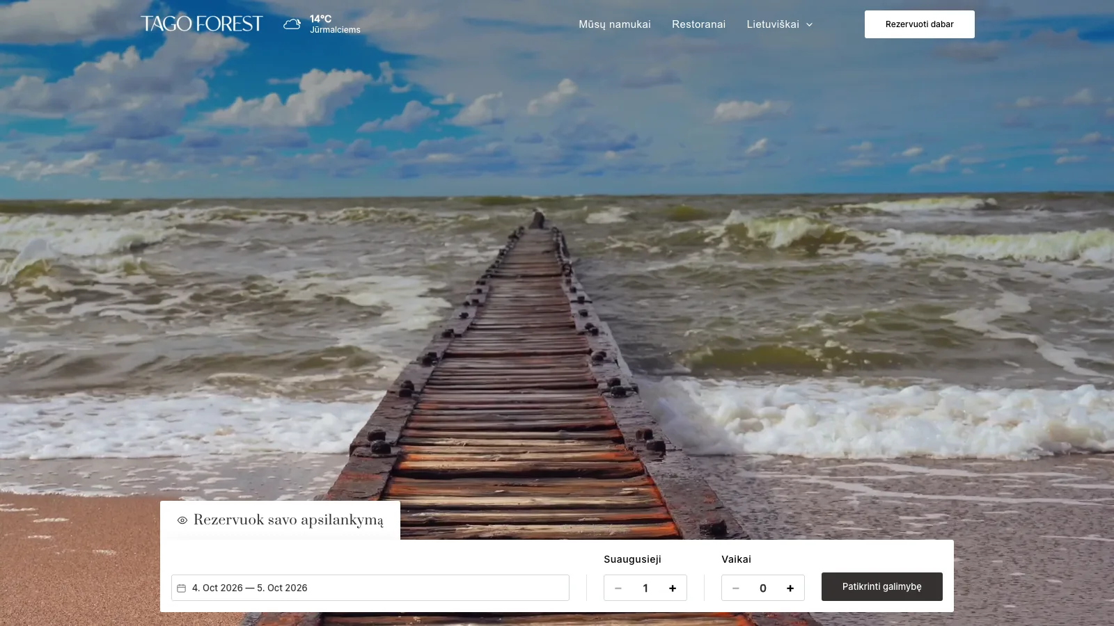 tagoforest.com rezervāciju logs ar cenu un pieejamības kalendāru